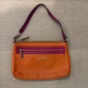 Michael Kors Vibrant Orange and Pink Wristlet